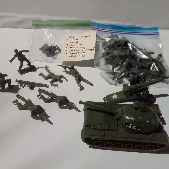 TIM MEE Toys Toys Vintage Set Of 25 Timmee Green Plastic Army